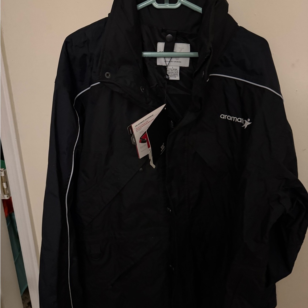 Aramark Black Windbreaker Jacket for Men